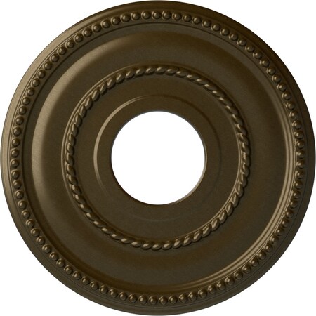 Ekena Millwork Valeriano Ceiling Medallion (Fits Canopies up to 6 1/4"), 12 1/8"OD x 3 5/8"ID x 3/4"P, Brass CM12VABRS